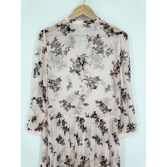 Baum Und Pferdgarten Aia Printed Shirt Dress Floral Puff Sleeve Tiered Maxi - Picture 11 of 16